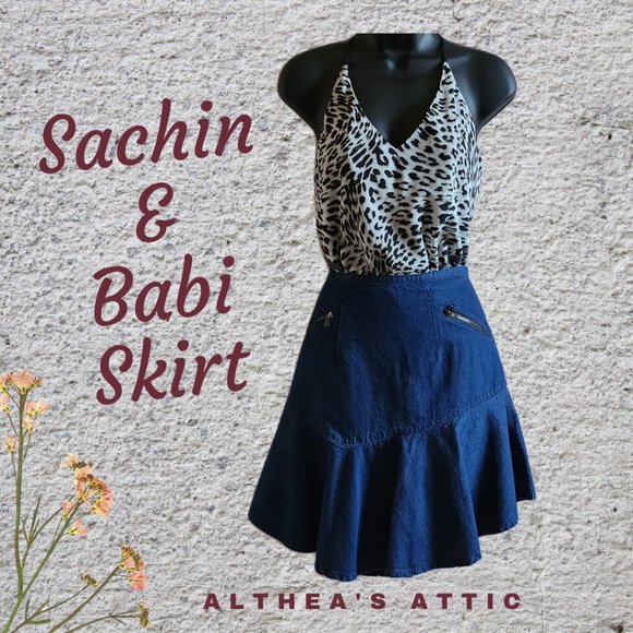 Sachin & Babi Denim Ruffle Skirt - Picture 1 of 9